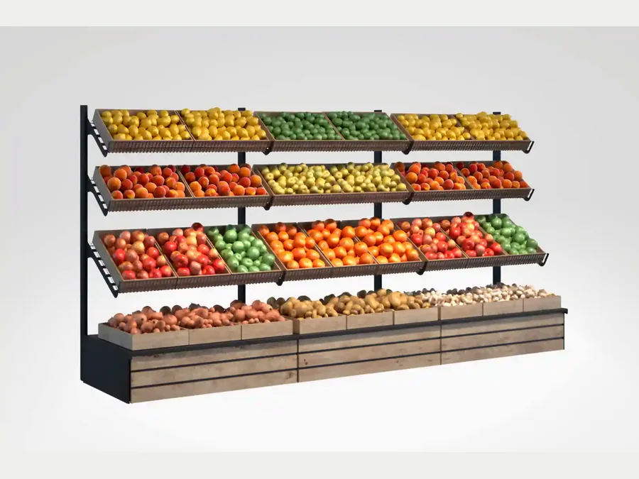 Meuble fruits et légumes neutre mural en bois Évron